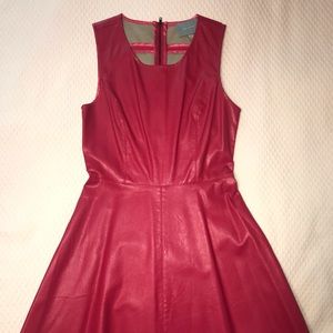 Hot Pink Faux Leather Dress
